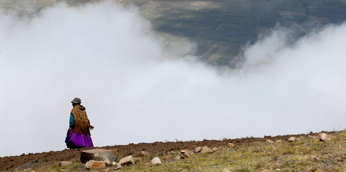Bolivian woman in the highlands